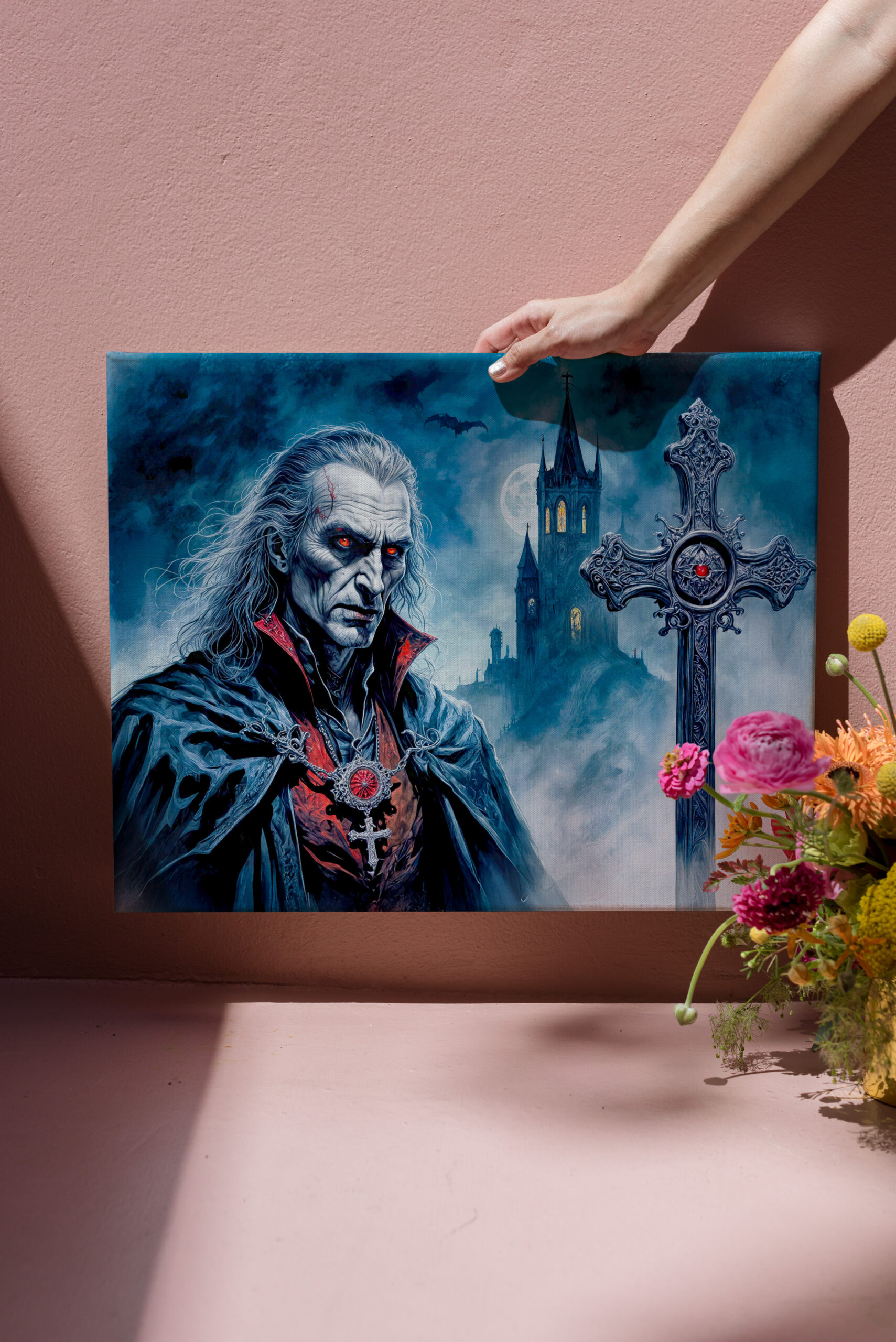 raxxa Canva: Vampire Lord with Cross in Moonlit Night
