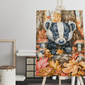 raxxa Canva: Little Badger in Autumn Leaves