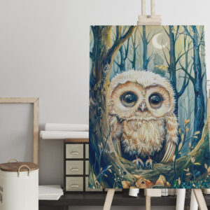 raxxa Canva: Little Owl on Branch at Half Moon
