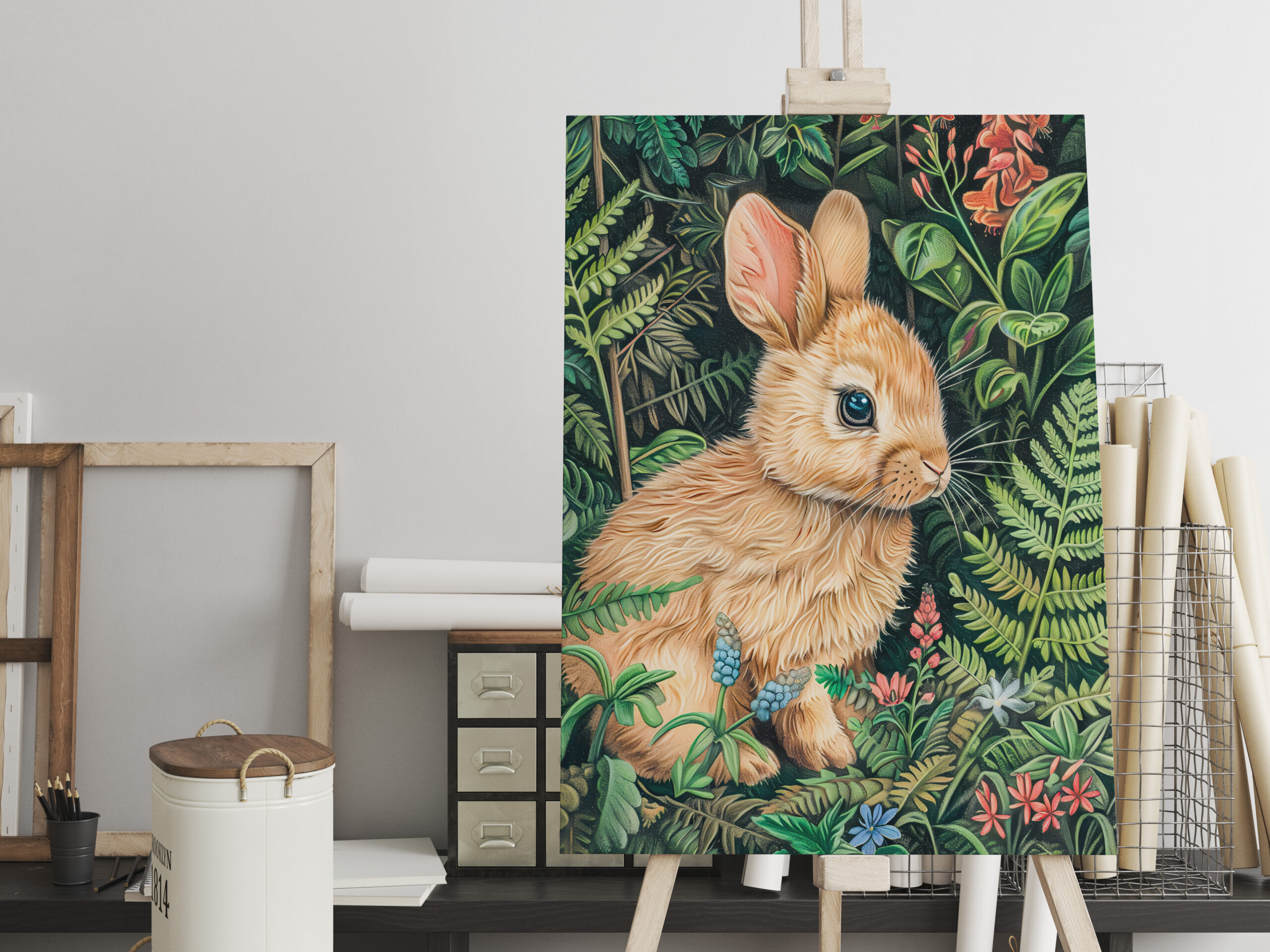 raxxa Canva: Hare Among Forest Ferns – Image 2