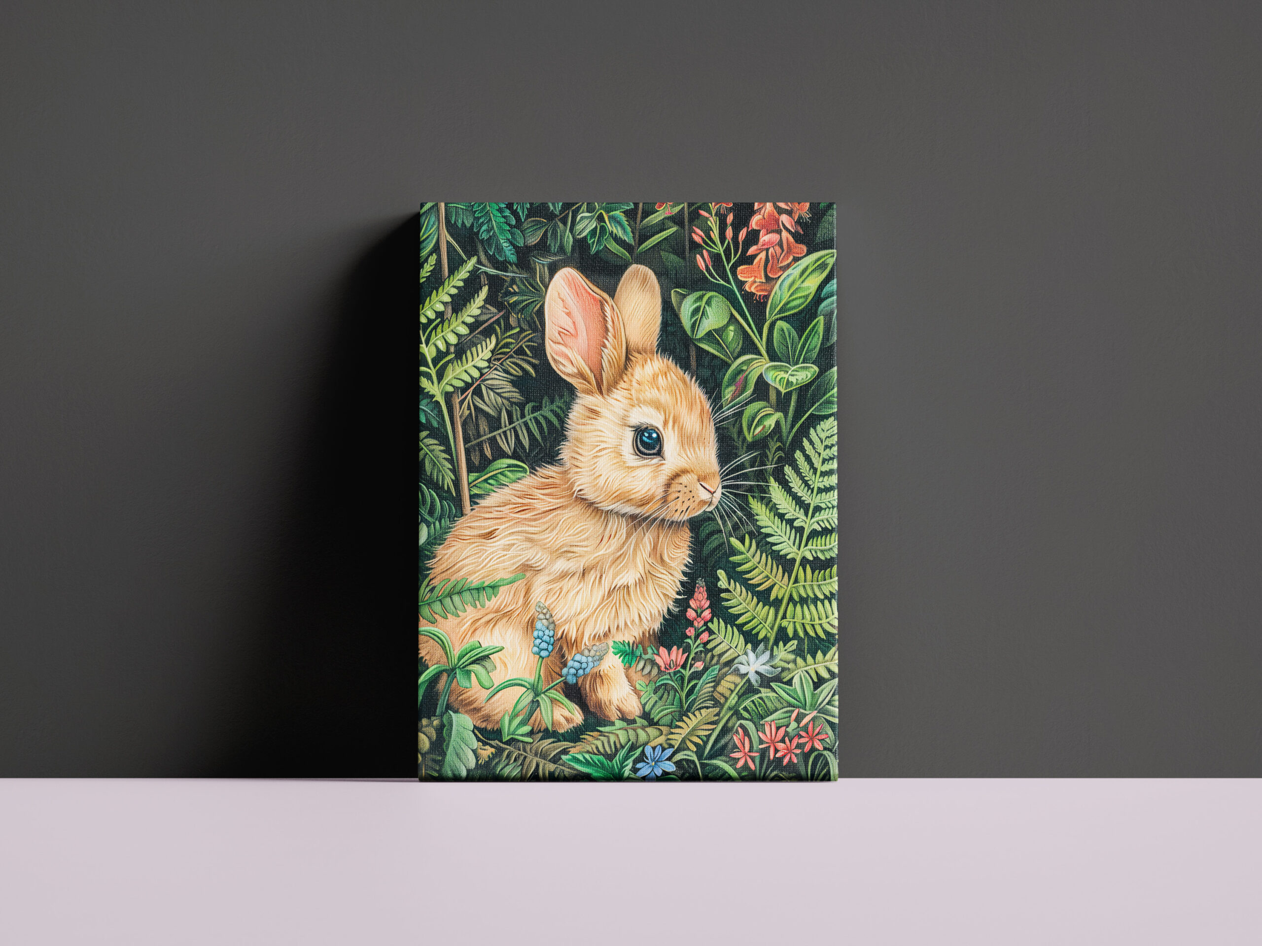 raxxa Canva: Hare Among Forest Ferns