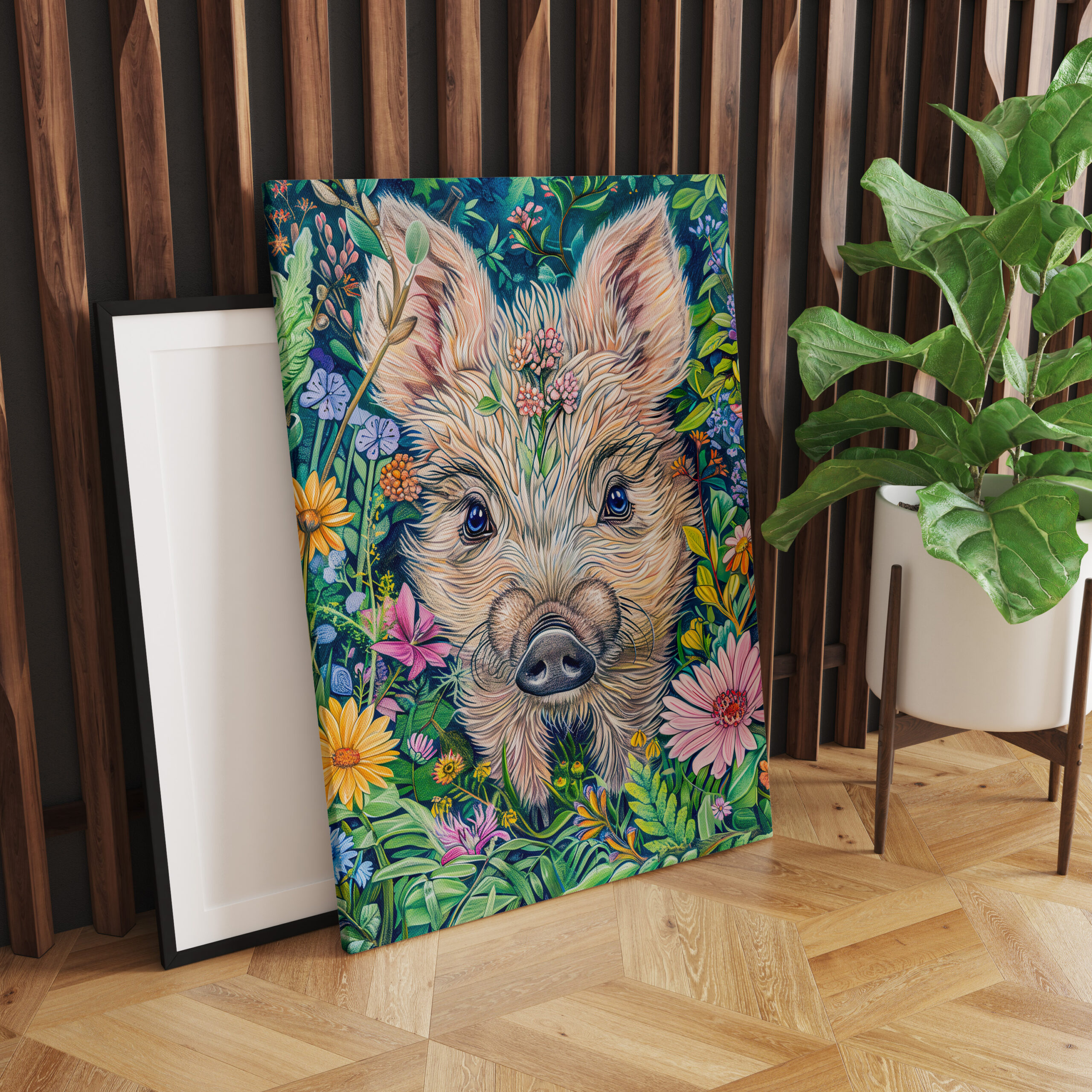 raxxa Canva: Little Wild Boar in Flower Meadow