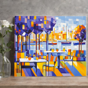 raxxa Canva: Cubist Outdoor Café with Tables
