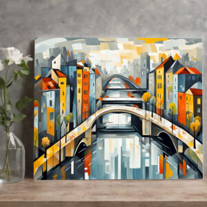 raxxa Canva: Cubist view over City with Canal Bridges