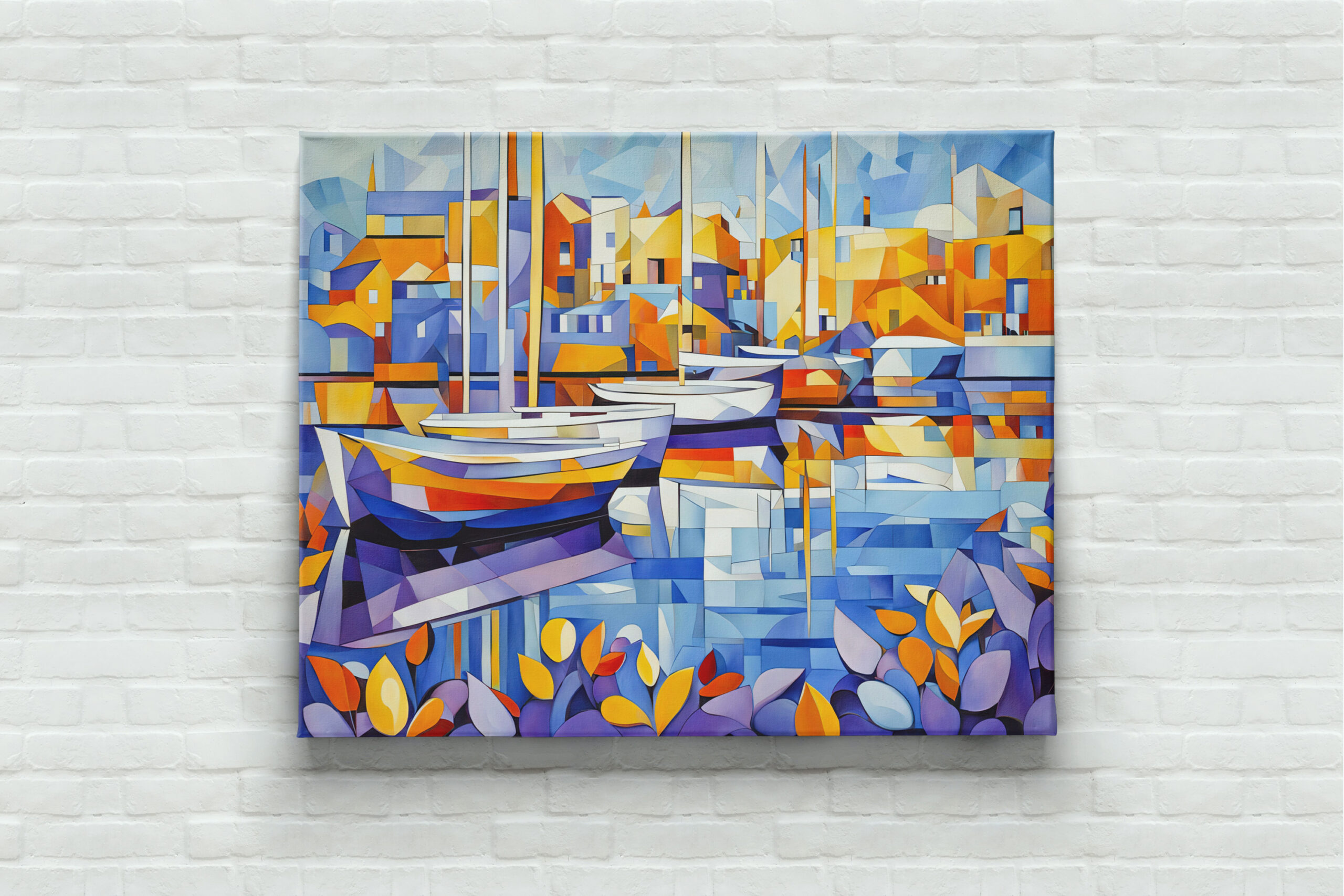 raxxa Canva: Cubist Marina with Boats and Reflections – Bild 3