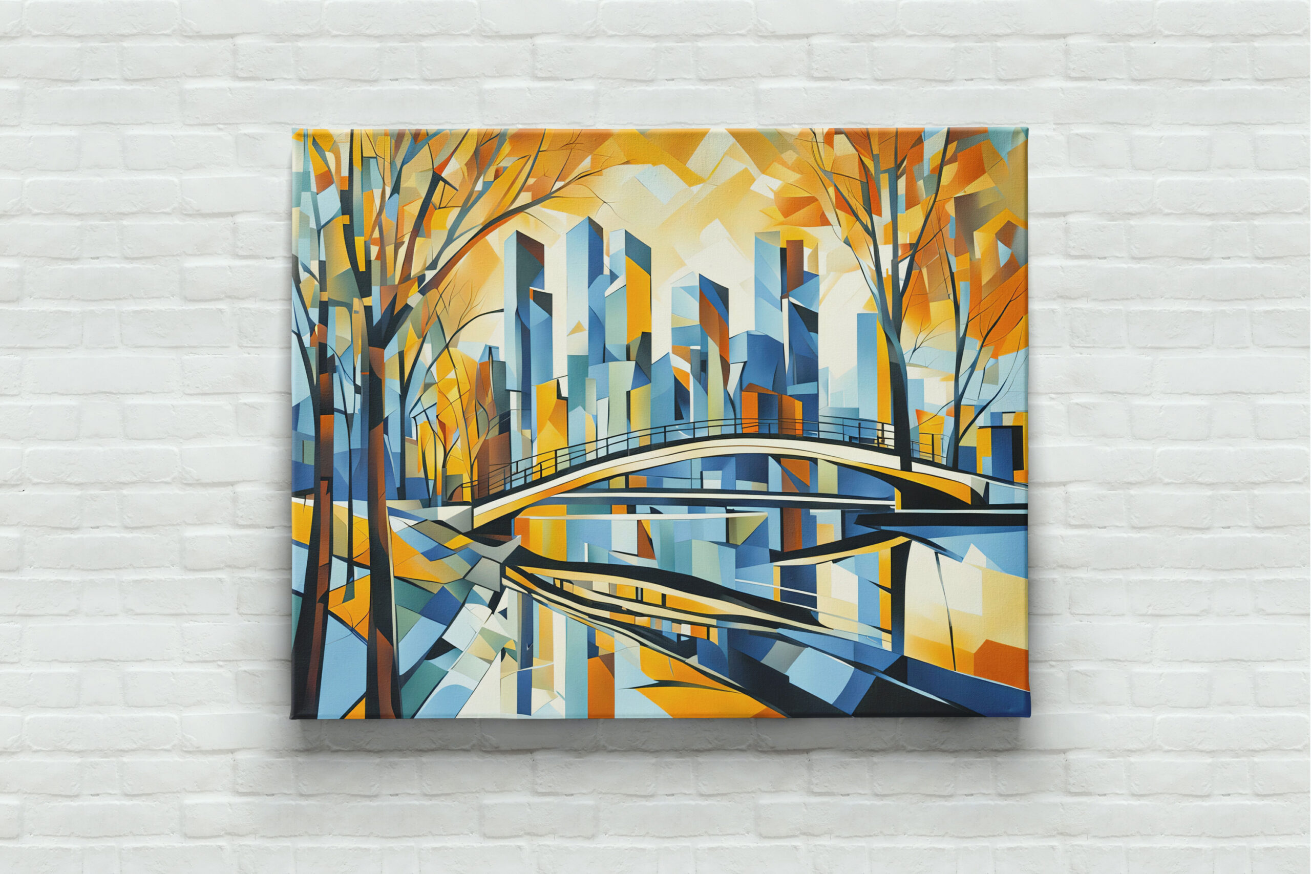 raxxa Canva: Cubist Snowy City with Canal Bridges - Image 2