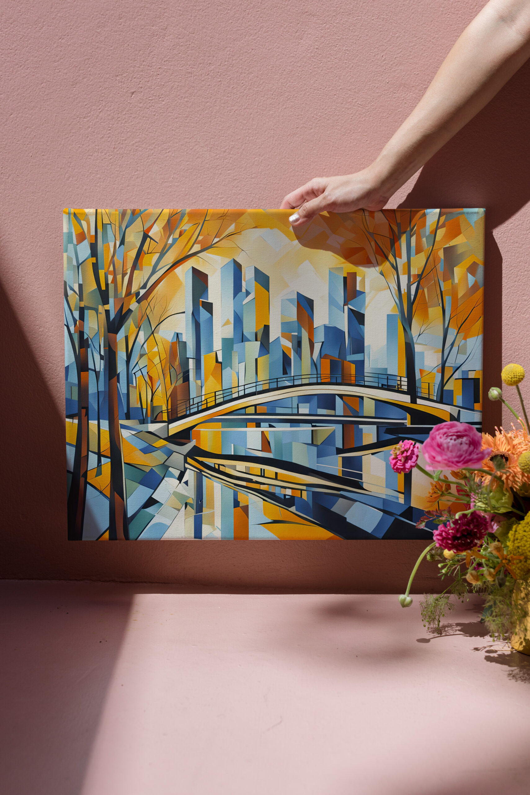 raxxa Canva: Cubist Snowy City with Canal Bridges - Image 3