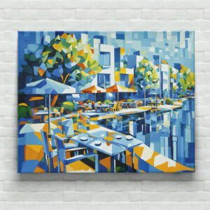 raxxa Canva: Cubist Autumn Bridge in Cityscape