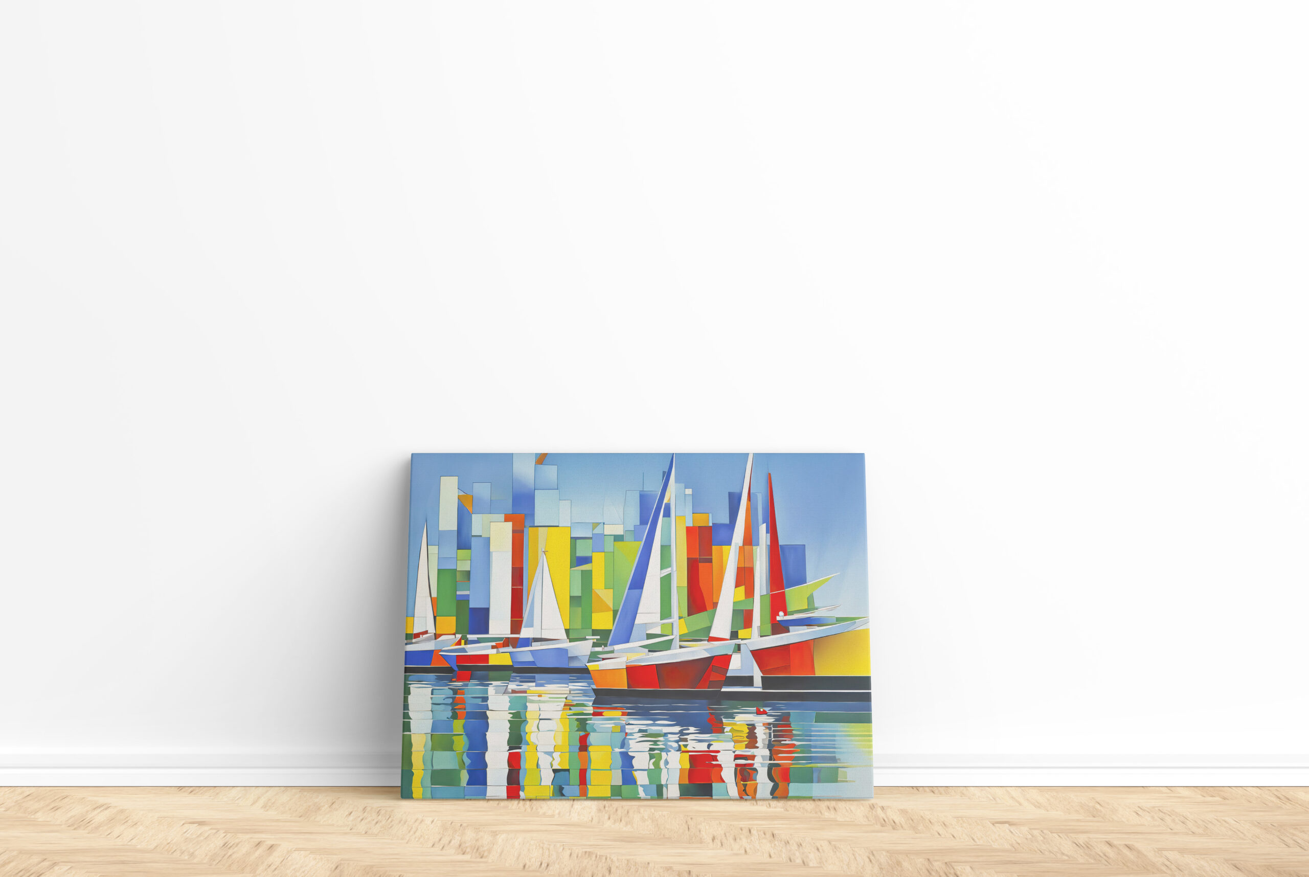 raxxa Canva: Cubist Sailboats in Colorful Harbor - immagine 2