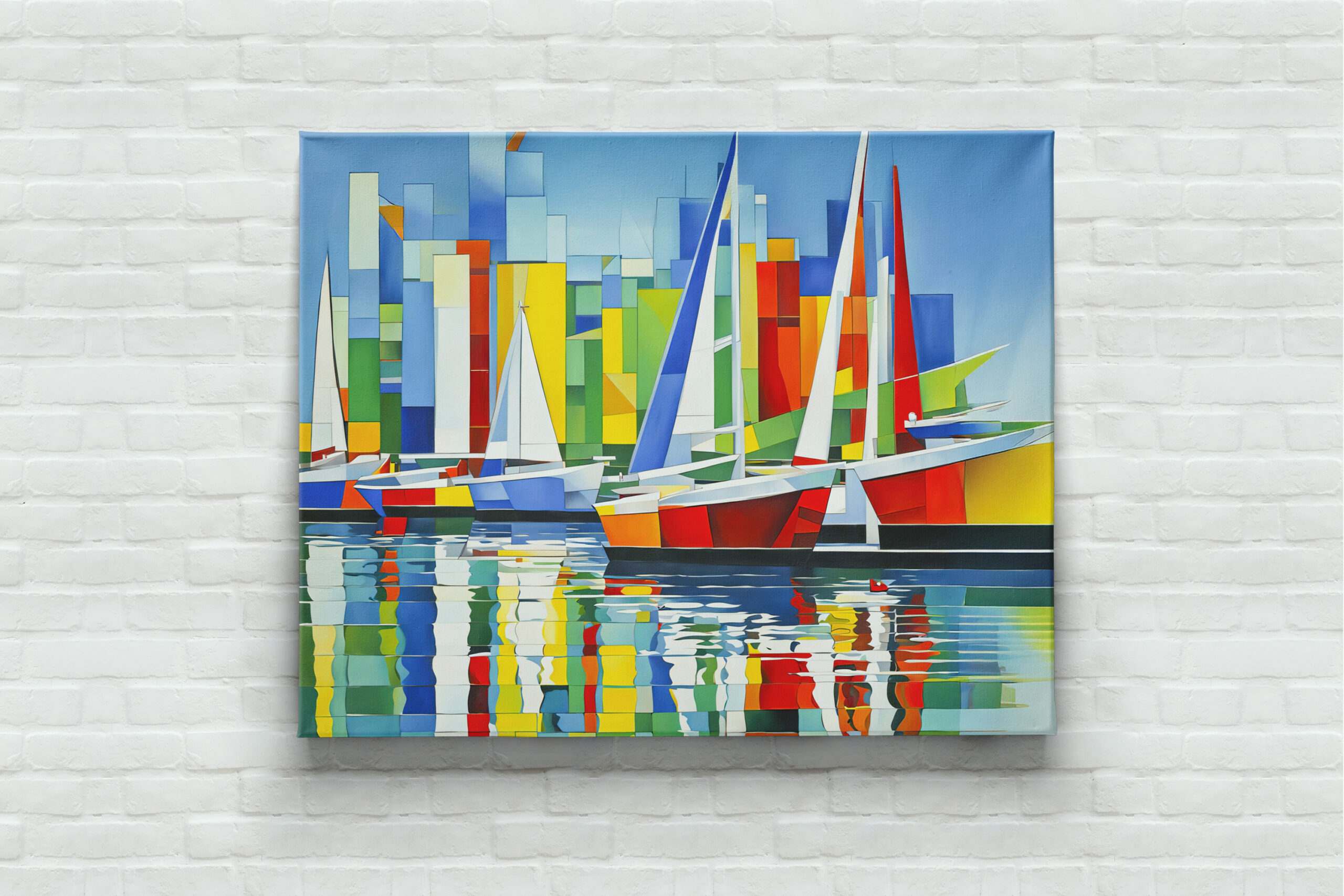 raxxa Canva: Cubist Sailboats in Colorful Harbor - immagine 3