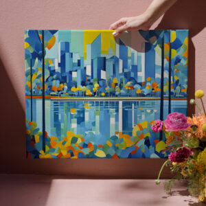 raxxa Canva: Cubist Skyline Reflected in Water