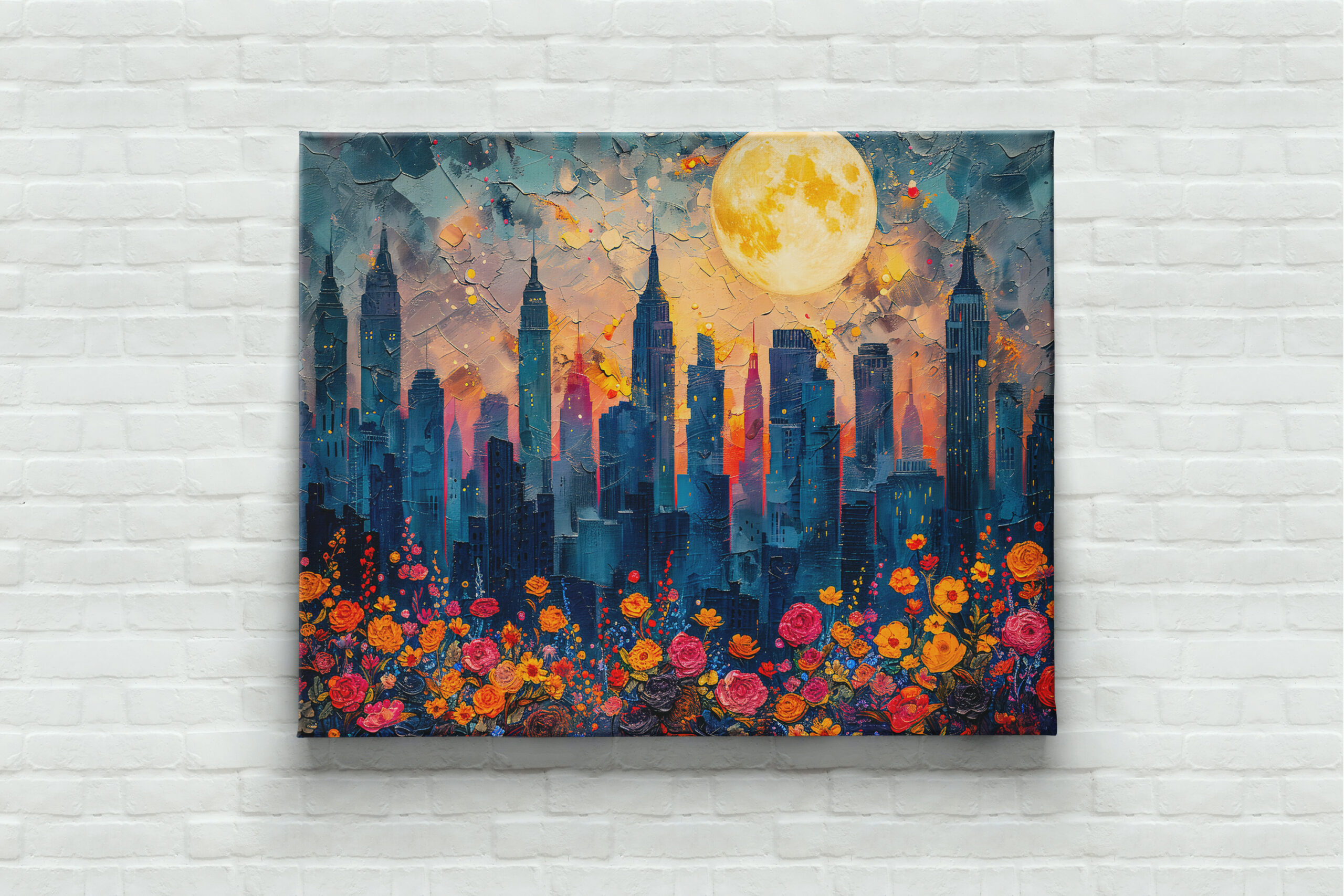 raxxa Canva: Abstract watercolor illustration of full moon over city skyline – Bild 3