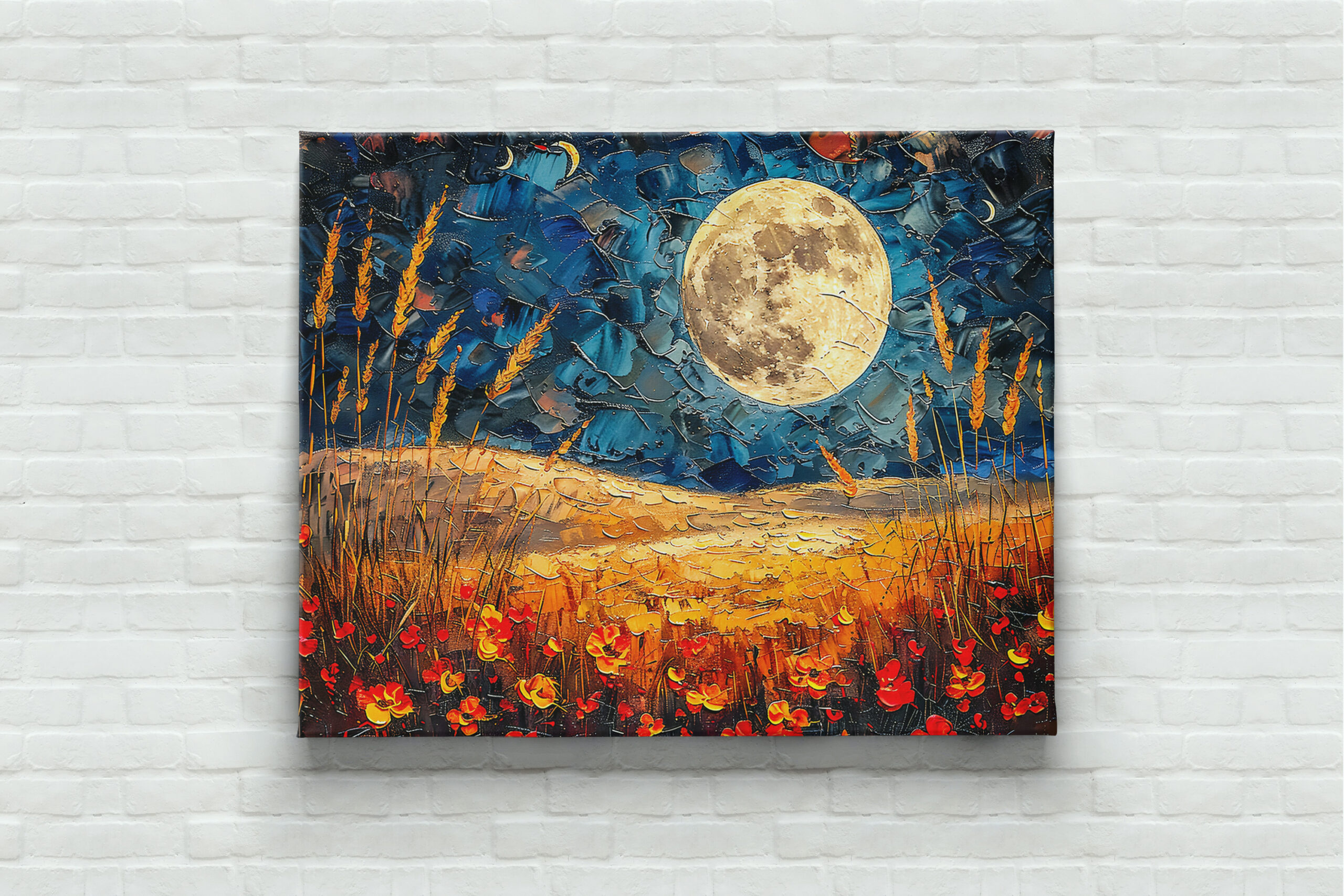 raxxa Canva: Abstract watercolor illustration of full moon over grassy field – Image 2
