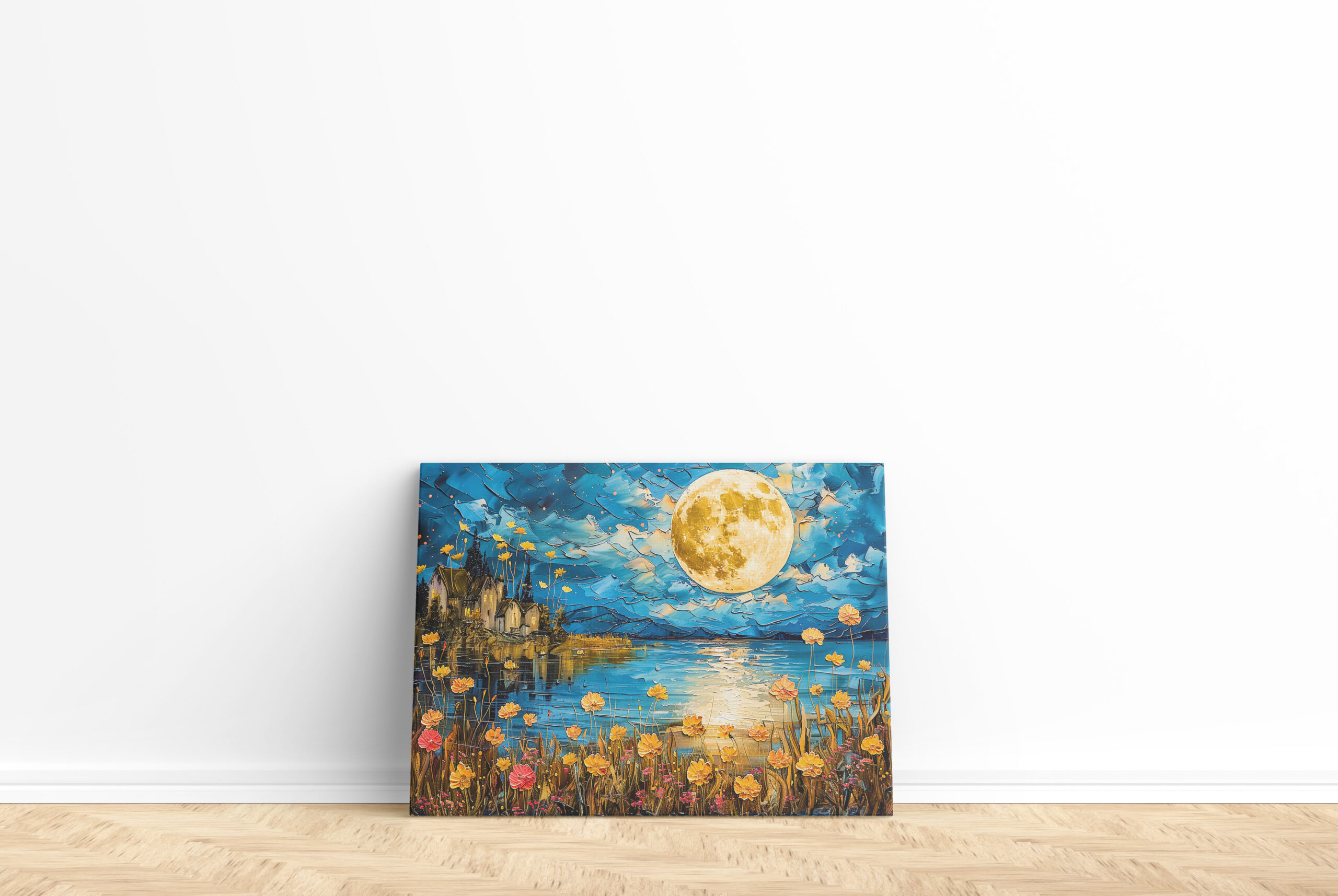 raxxa Canva: Abstract watercolor illustration of full moon reflection in lake – Bild 2