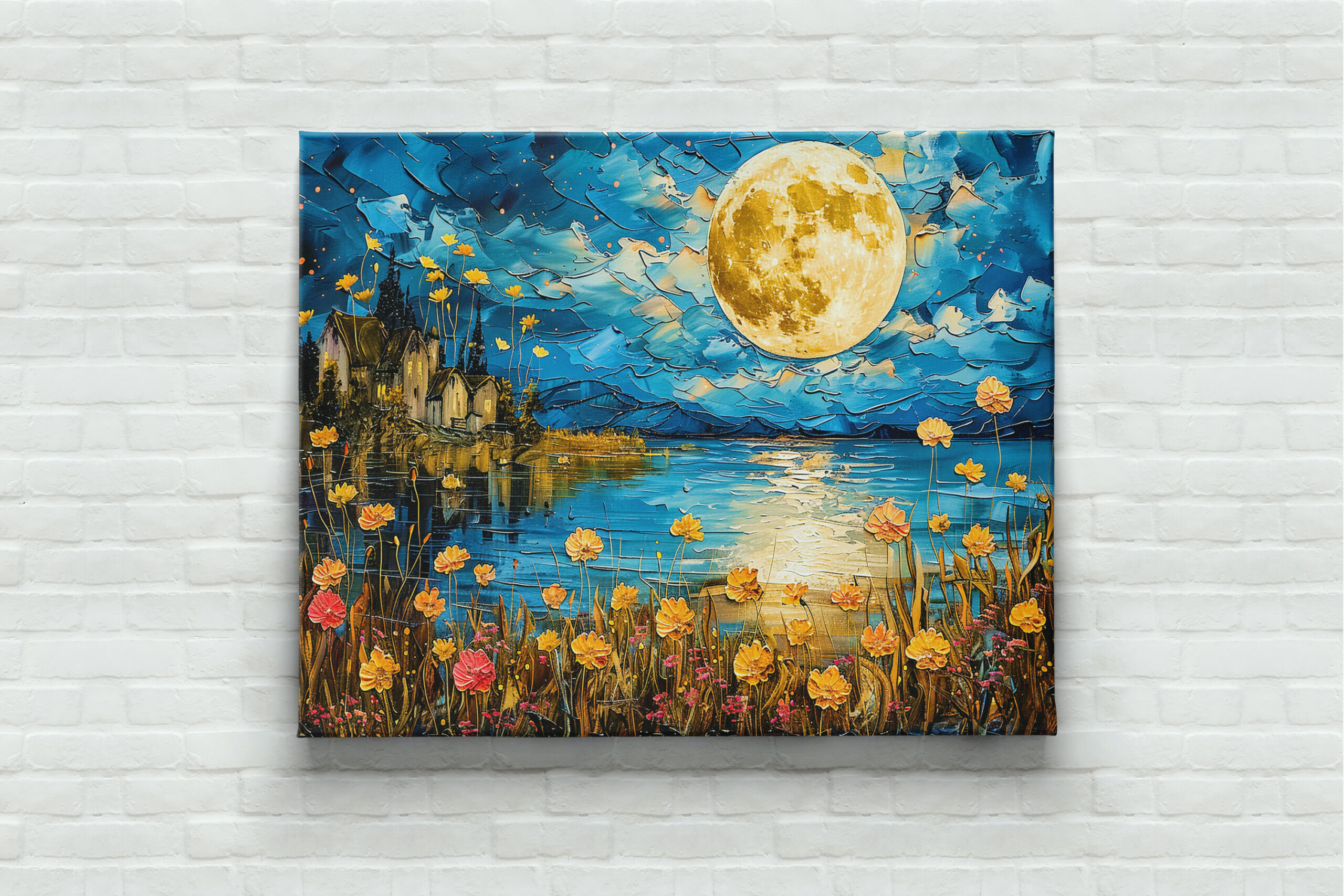 raxxa Canva: Abstract watercolor illustration of full moon reflection in lake – Bild 3