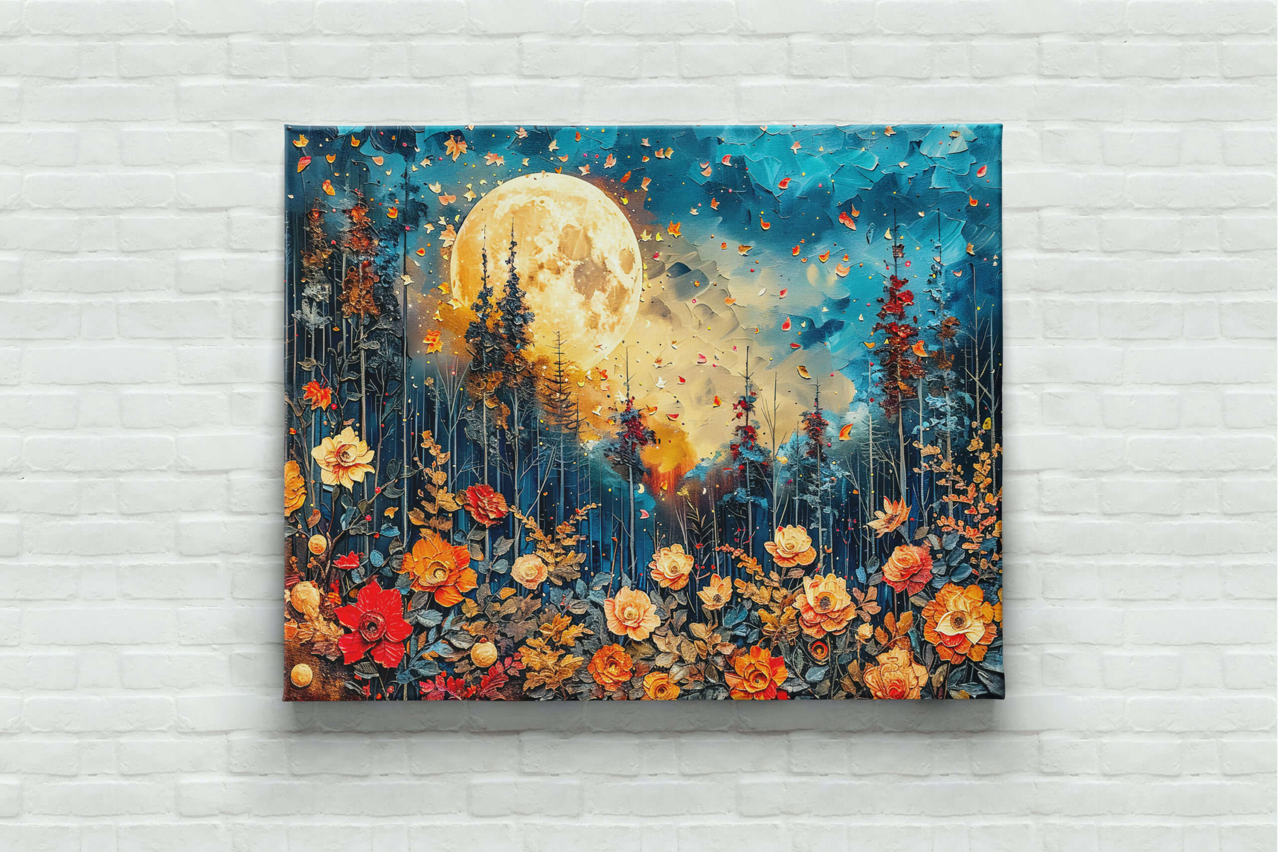 raxxa Canva: Abstract watercolor illustration of full moon over forest - Imagen 3