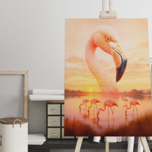 raxxa Canva: Double Exposure Portrait of Pink Flamingo