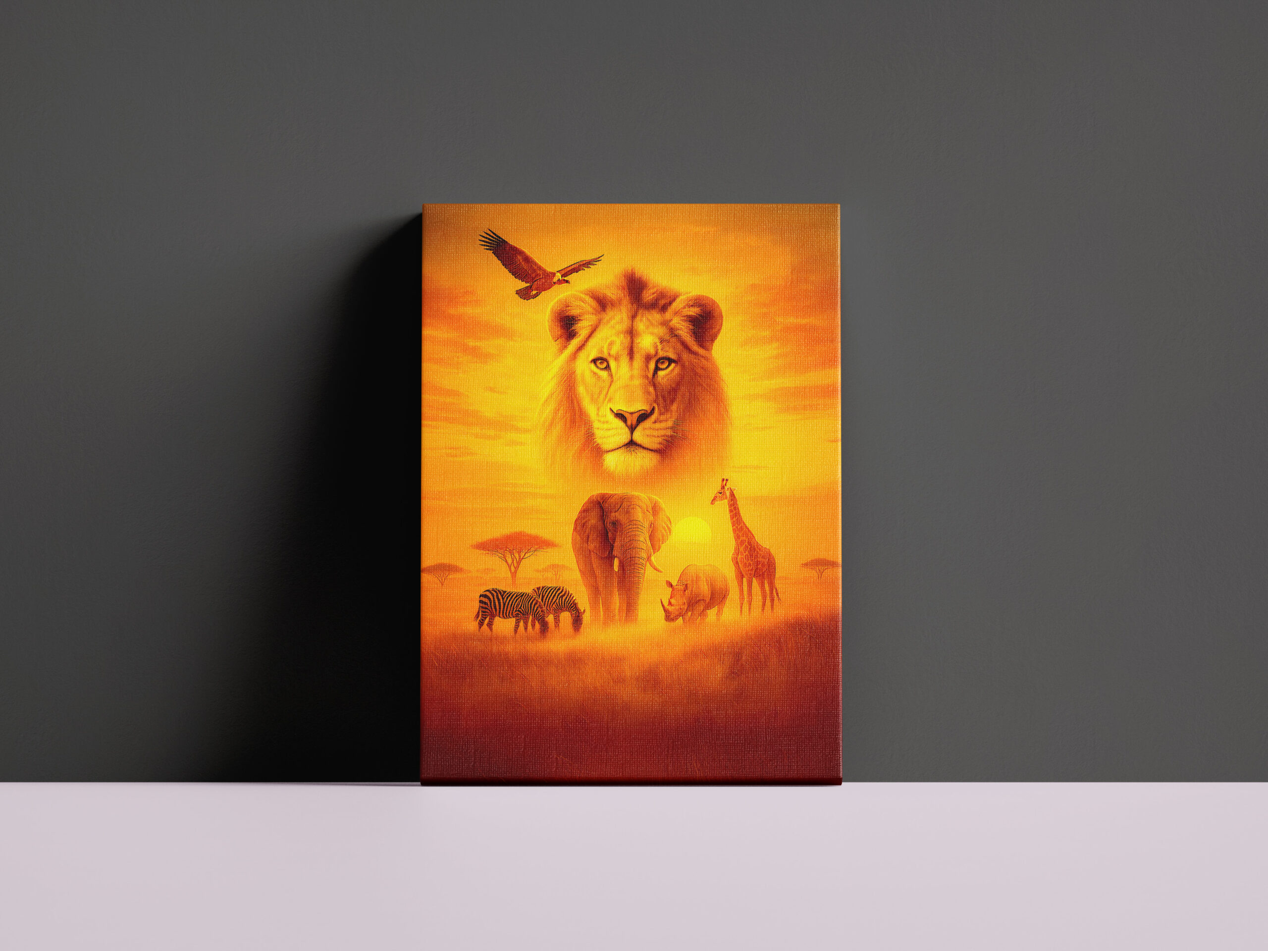 raxxa Canva: Double Exposure African Wildlife Scene with Lion and Elephants – Image 2