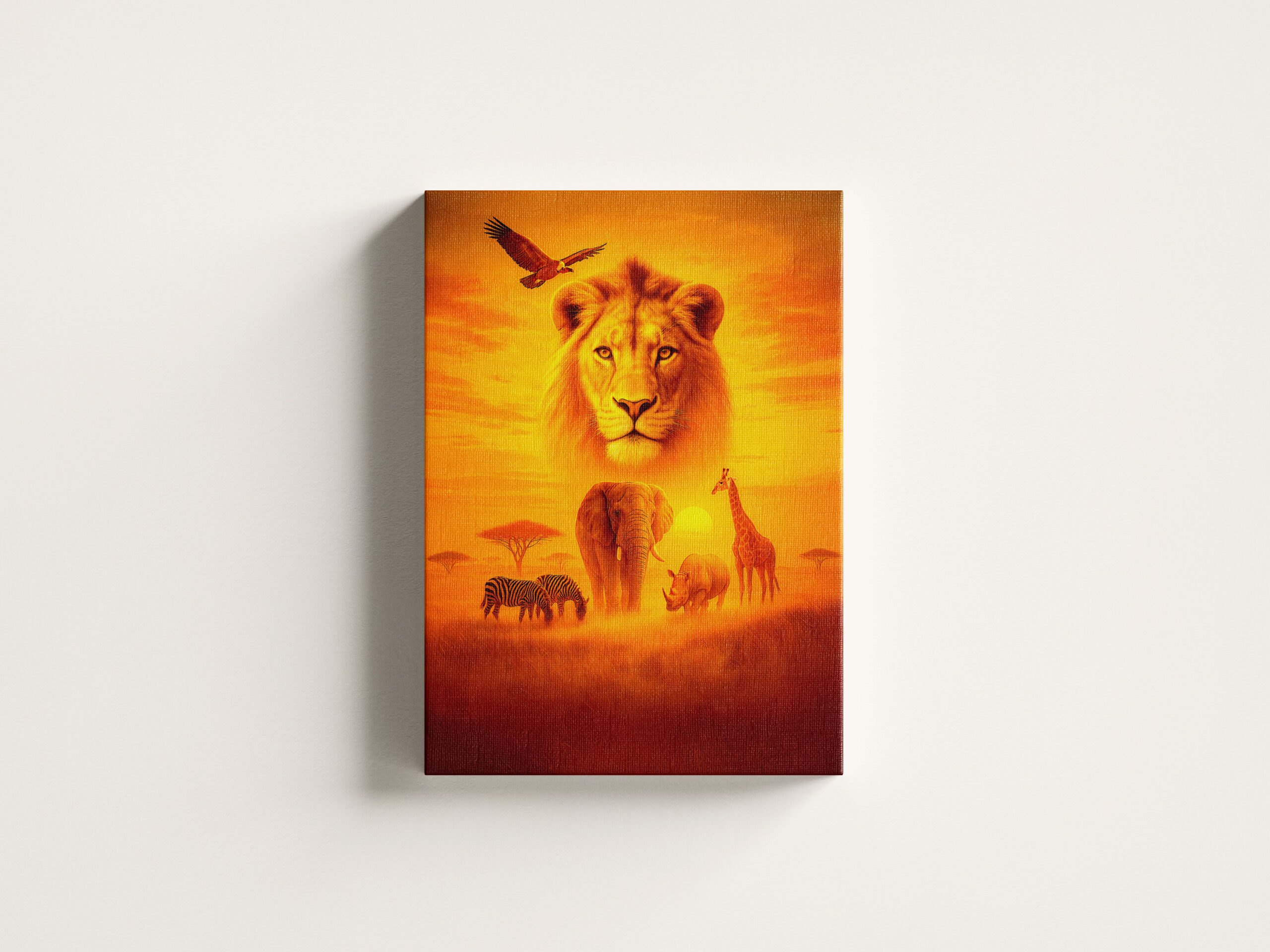 raxxa Canva: Double Exposure African Wildlife Scene with Lion and Elephants – Image 3