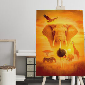 raxxa Canva: African Wildlife Group Scene in Double Exposure