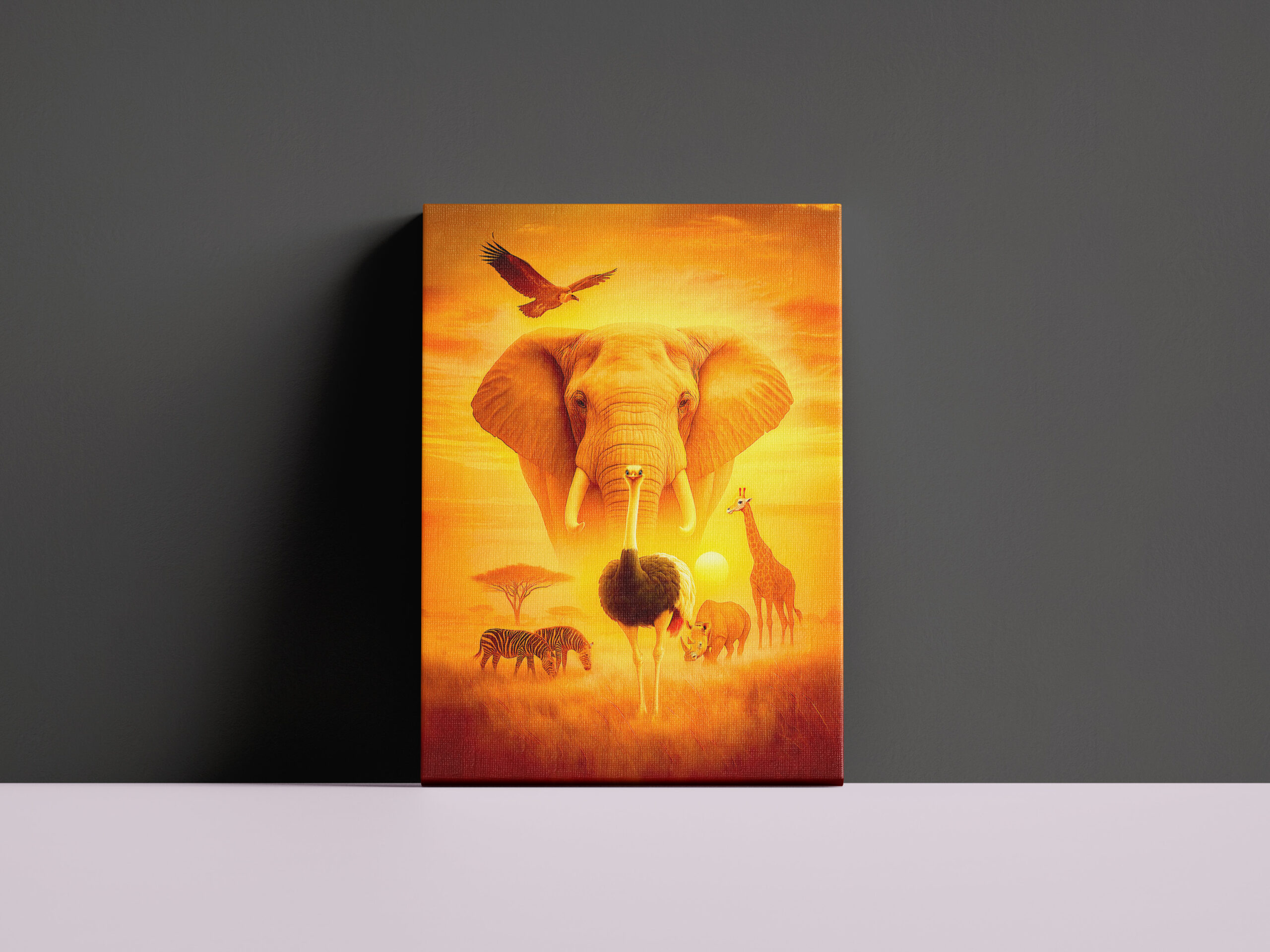 raxxa Canva: African Wildlife Group Scene in Double Exposure – Image 3