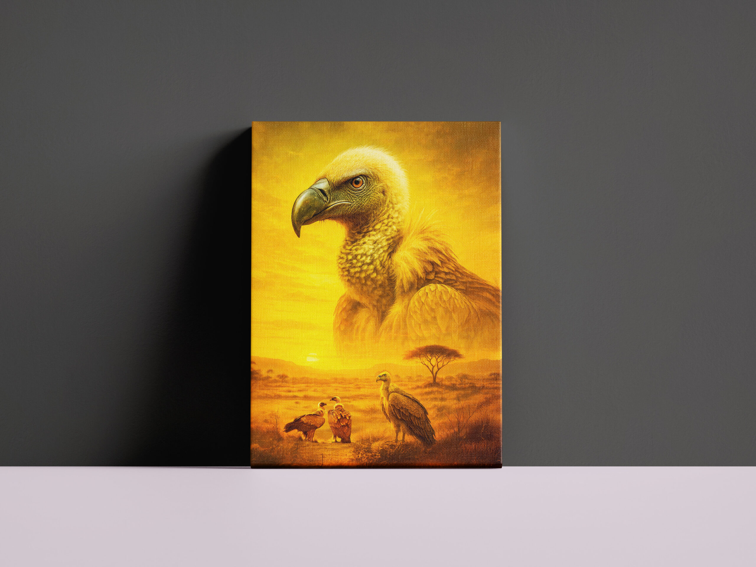 raxxa Canva: Double Exposure Portrait of African Vulture