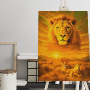 raxxa Canva: Double Exposure Portrait of African Lion