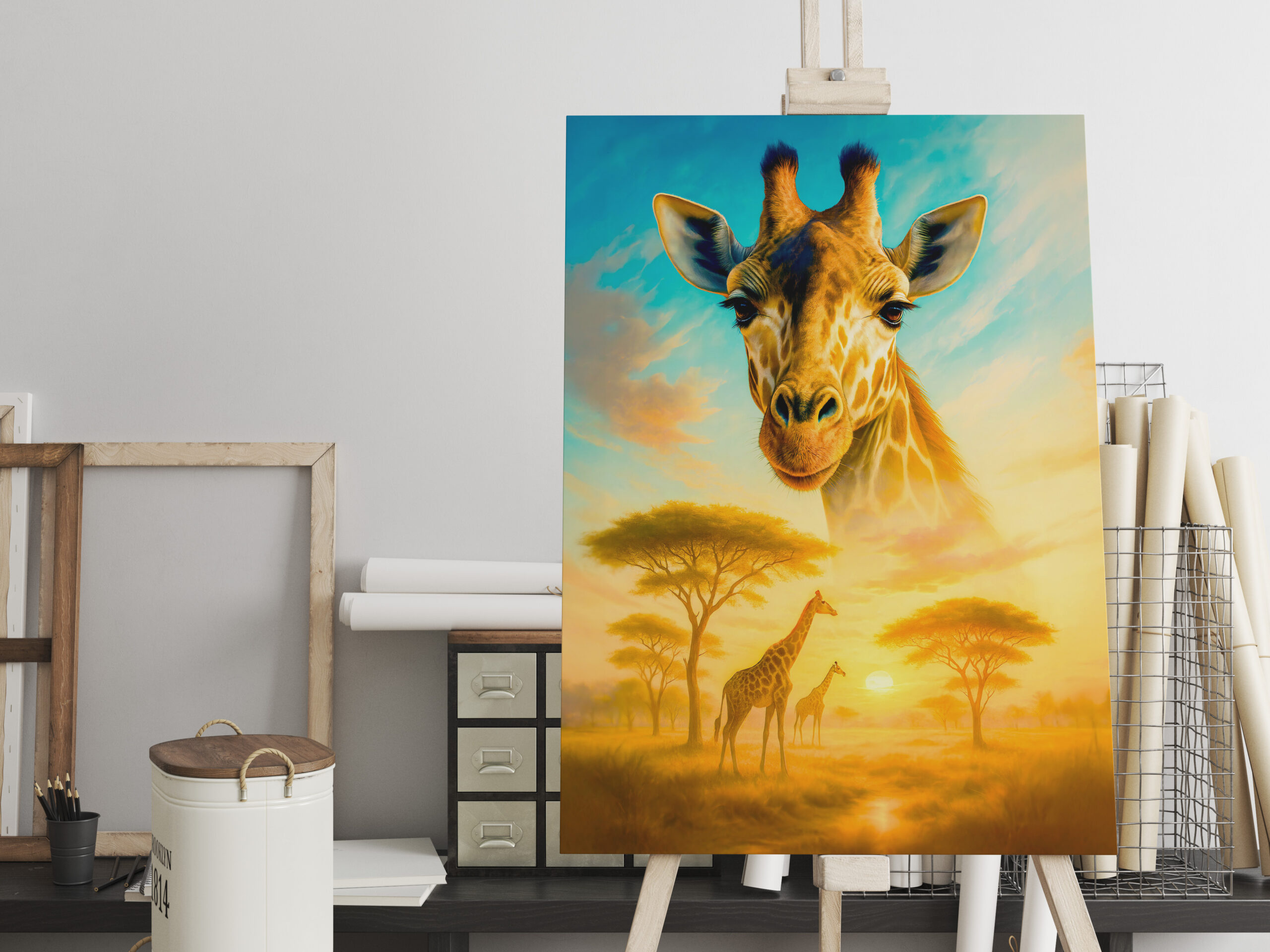 raxxa Canva: Double Exposure Portrait of African Giraffe
