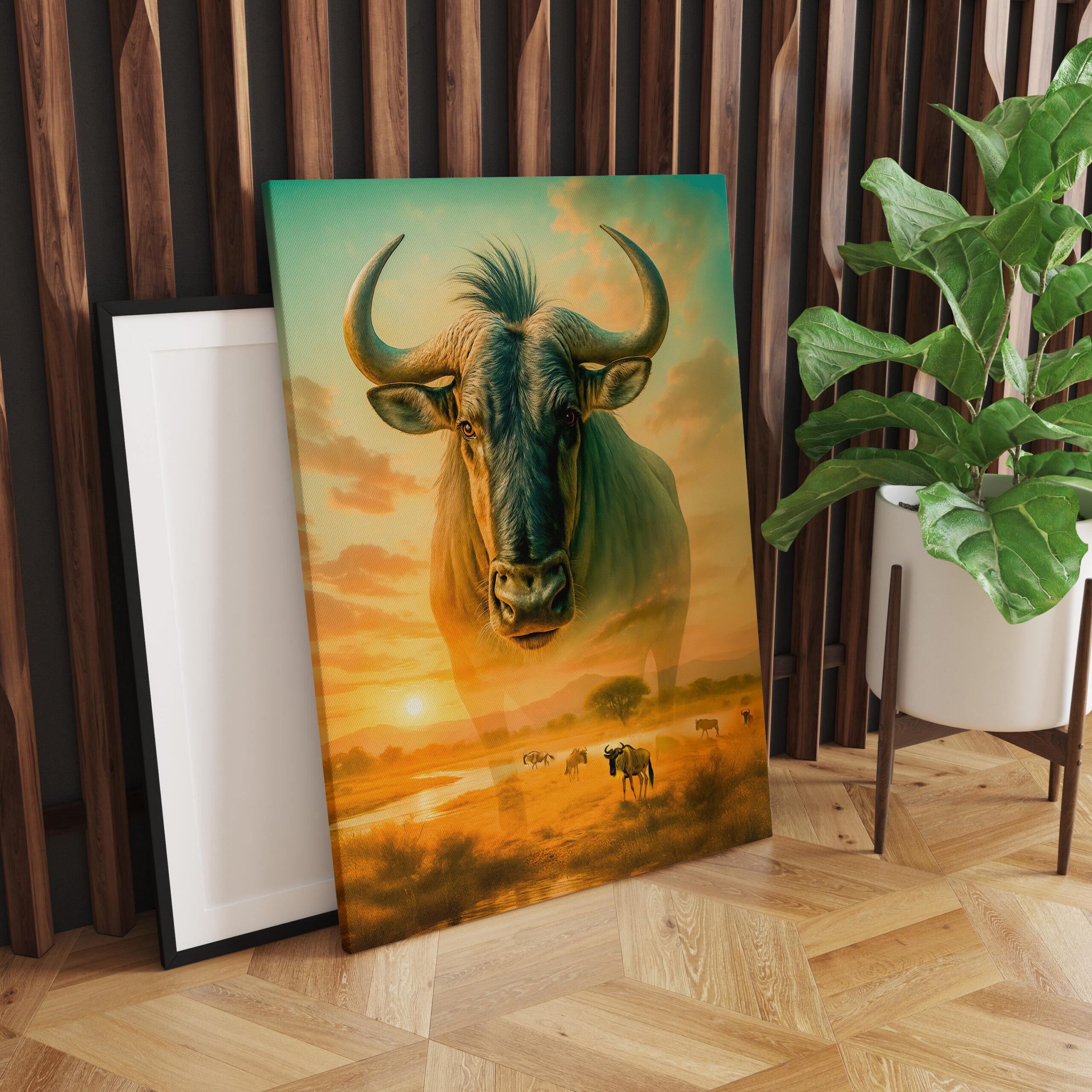raxxa Canva: Double Exposure Portrait of Wildebeest - immagine 2