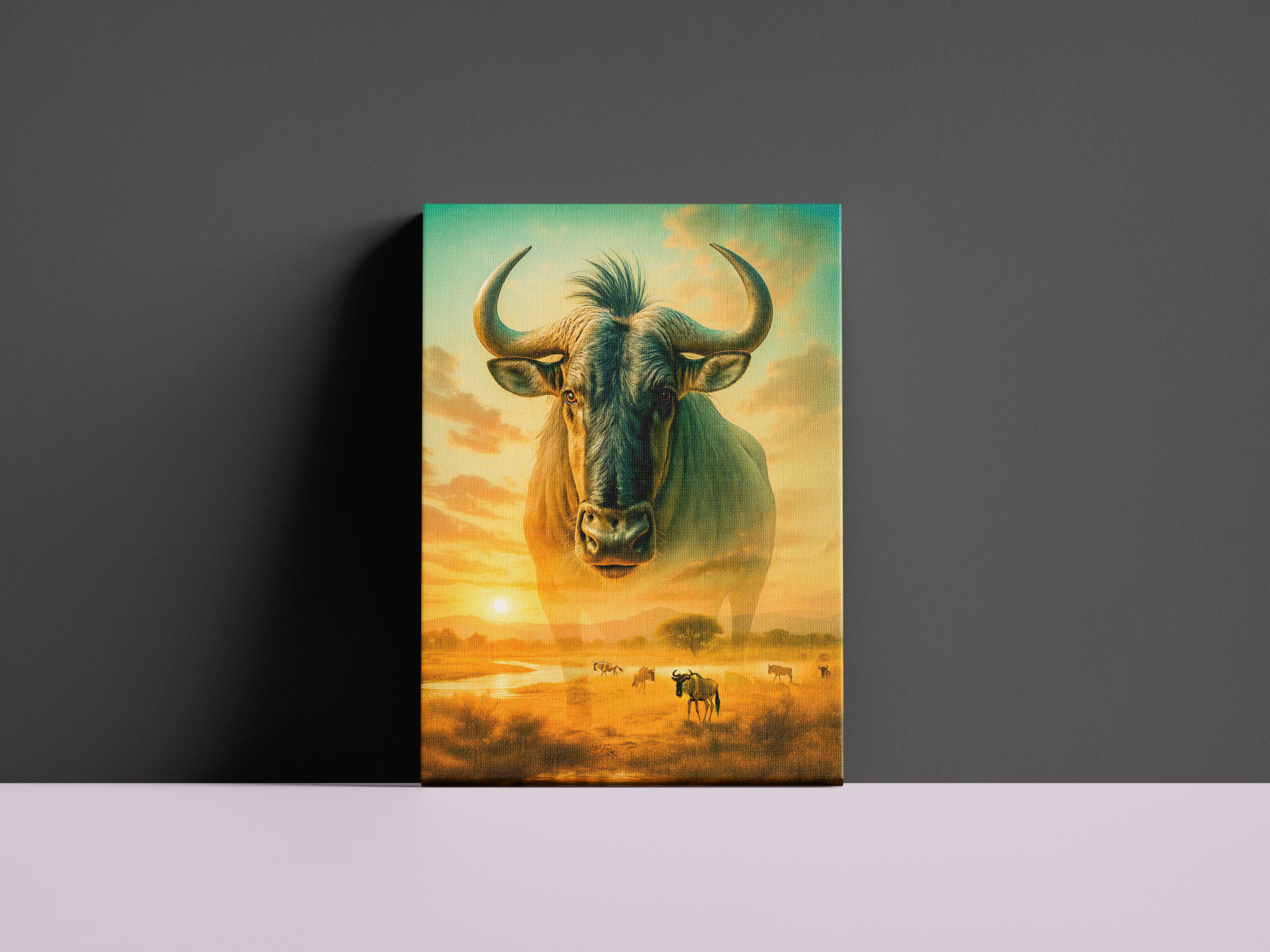 raxxa Canva: Double Exposure Portrait of Wildebeest