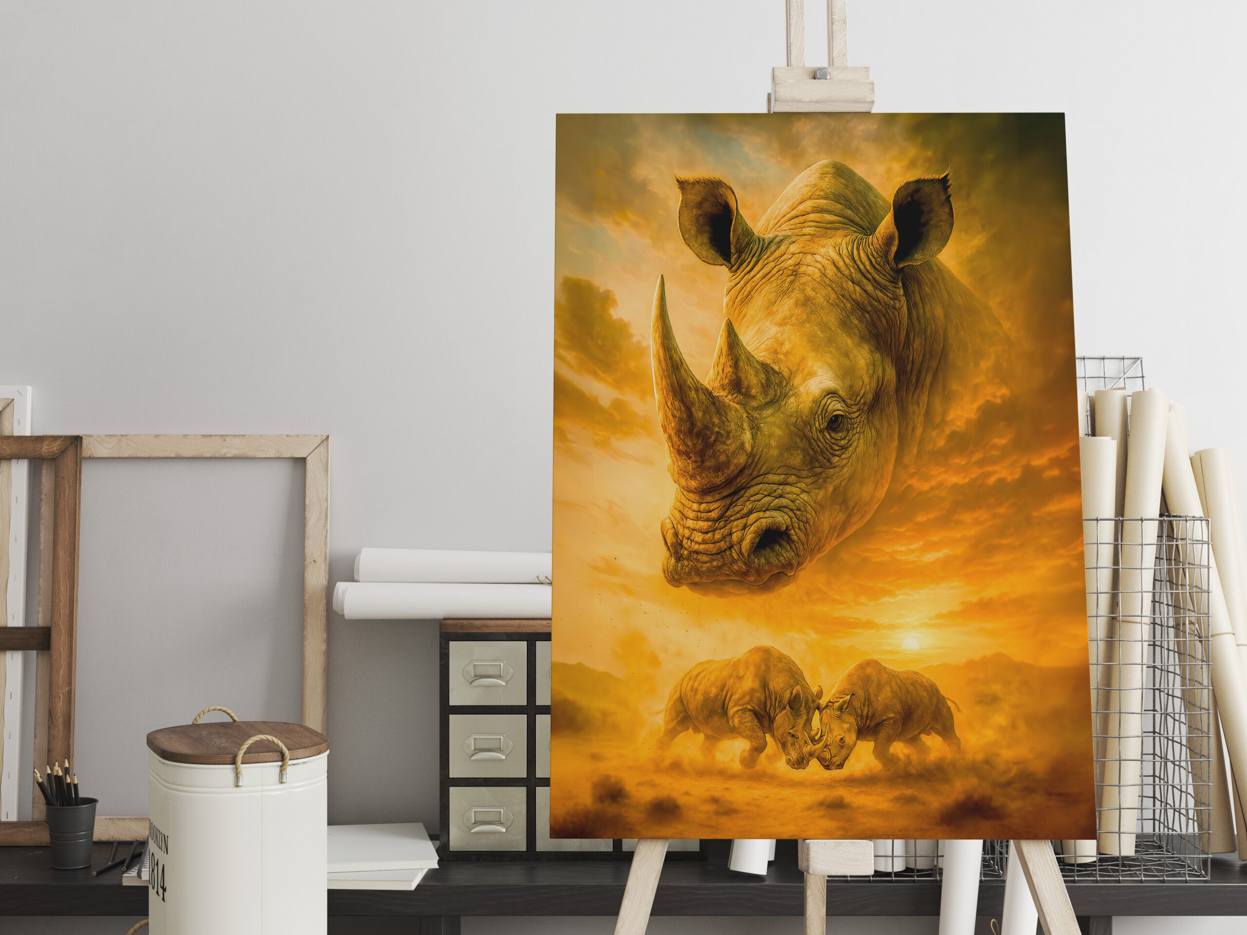 raxxa Canva: Double Exposure Portrait of White Rhino