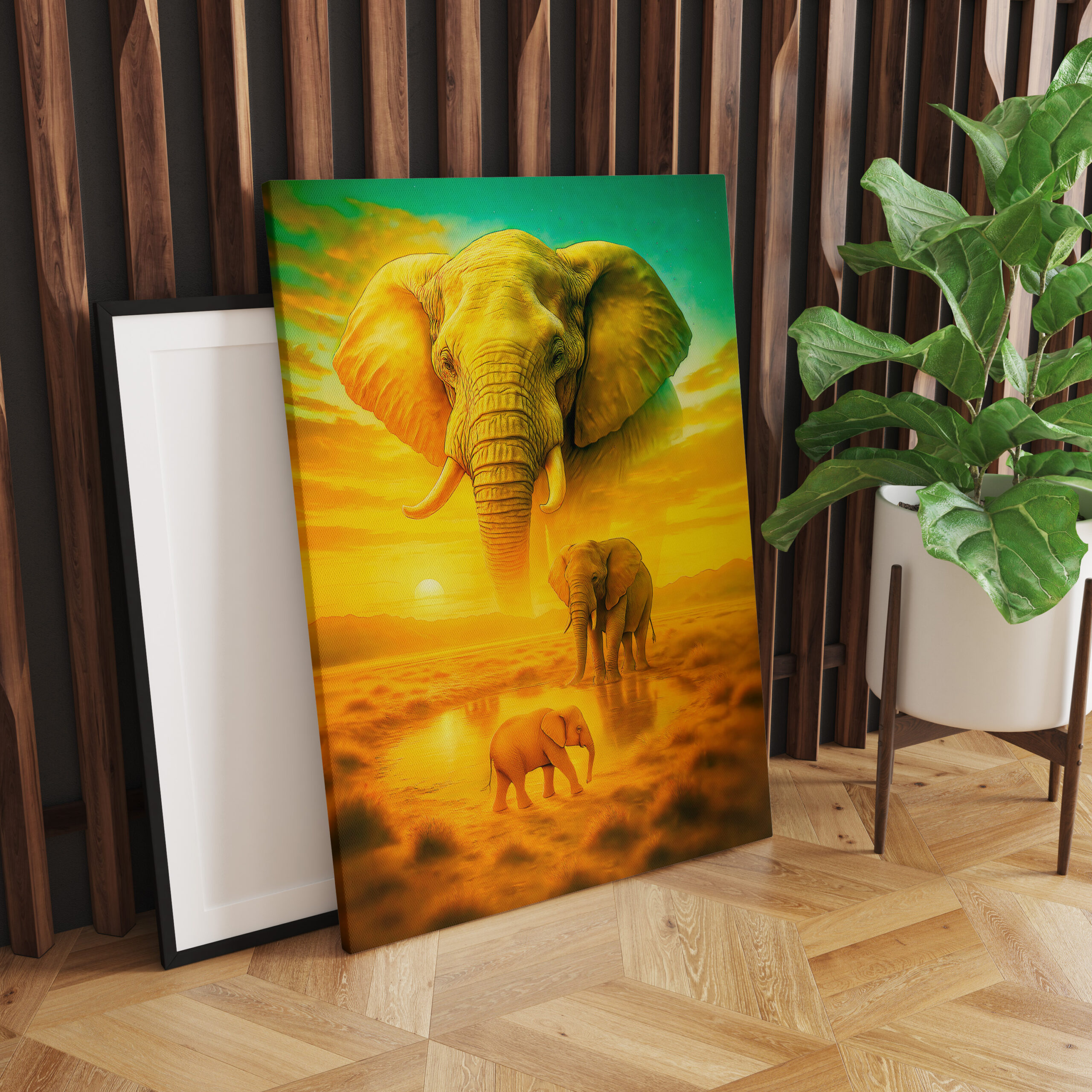 raxxa Canva: Double Exposure Portrait of African Elephant