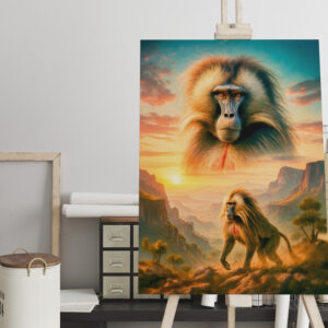 raxxa Canva: Double Exposure Portrait of Gelada Baboon