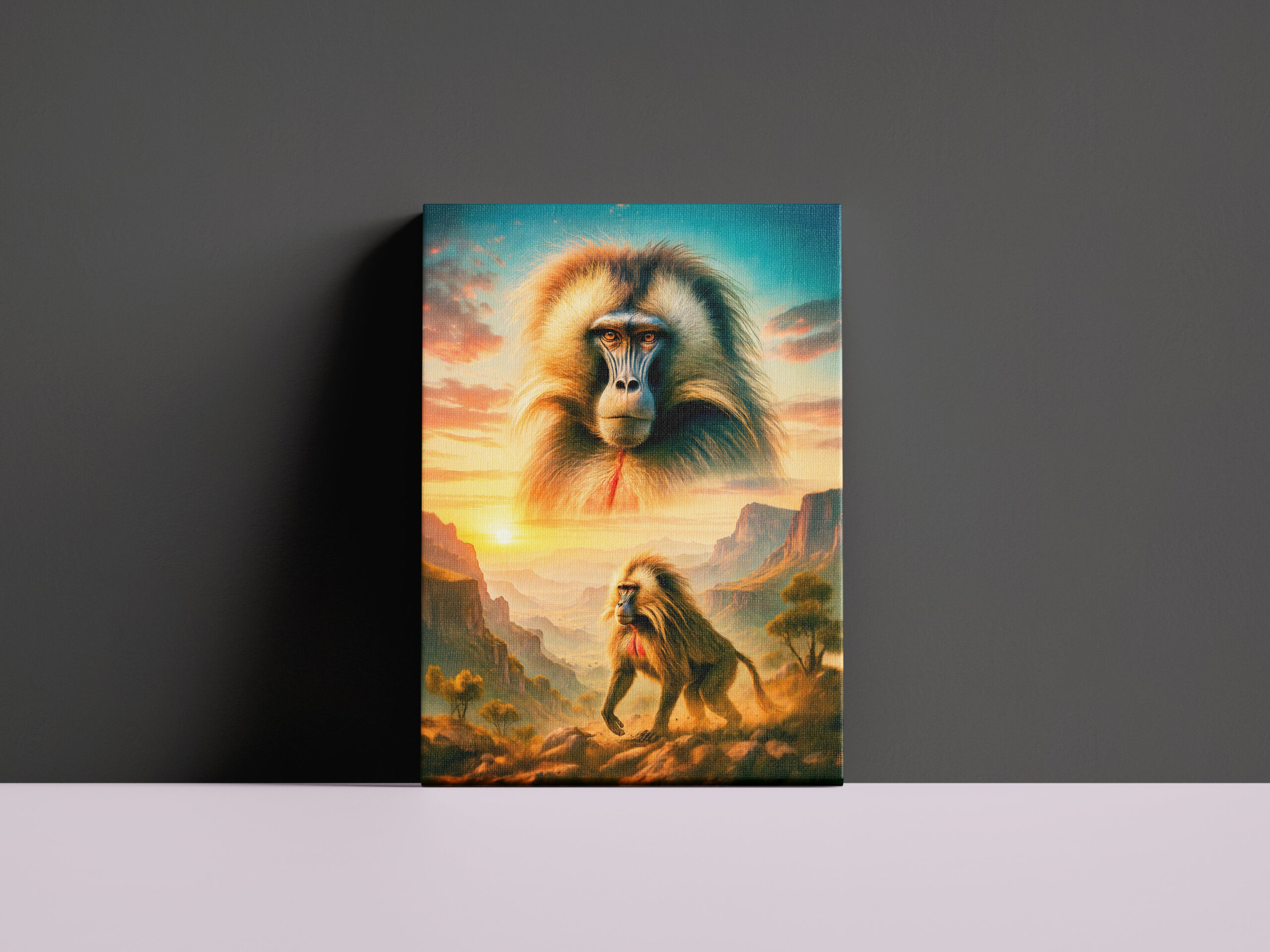 raxxa Canva: Double Exposure Portrait of Gelada Baboon – Bild 3