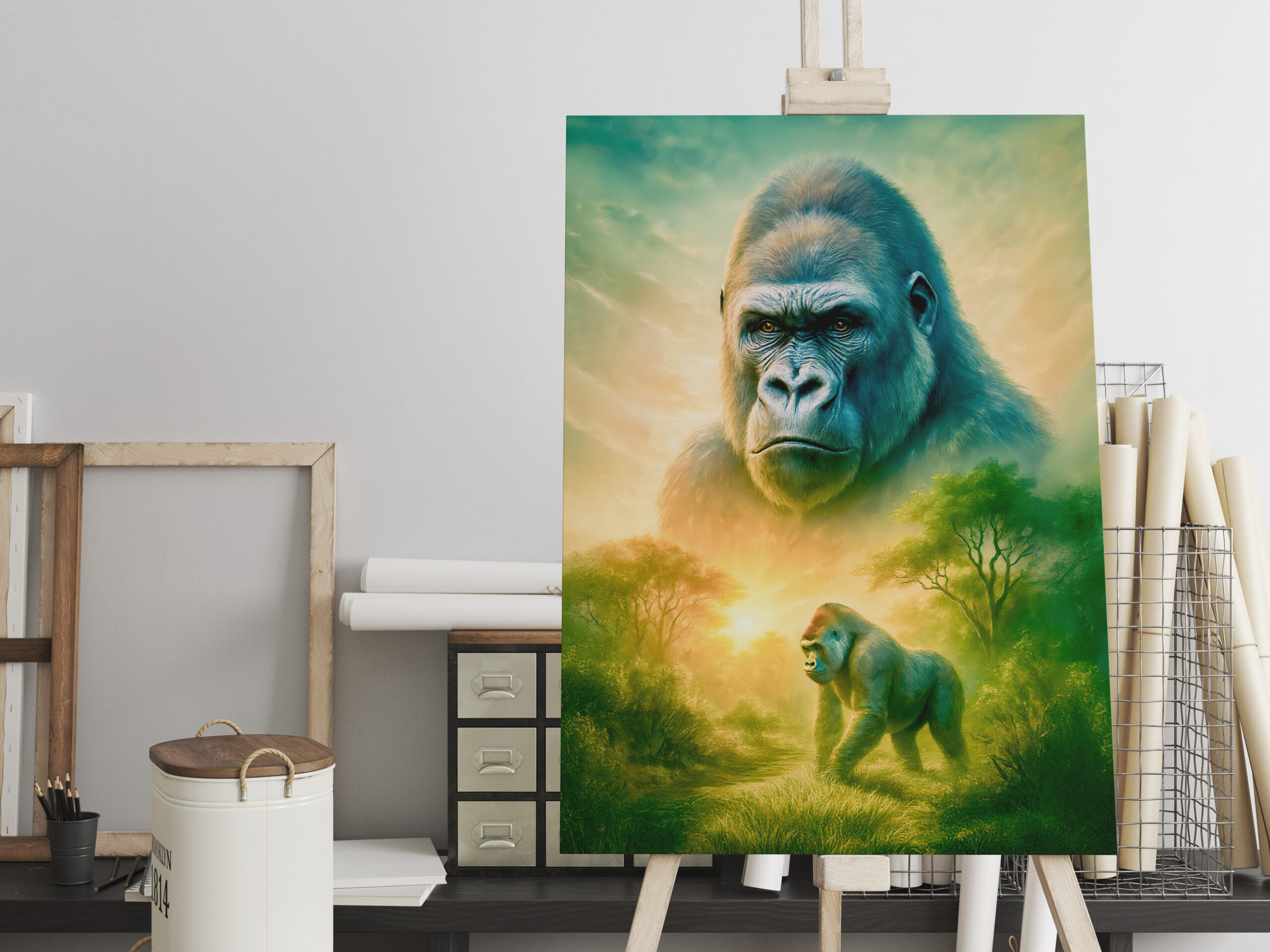 raxxa Canva: Double Exposure Portrait of Mountain Gorilla