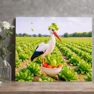 raxxa Canva: Stork Standing Awkwardly in Salad Patch