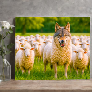 raxxa Canva: Wolf Disguised Among Sheep in Meadow