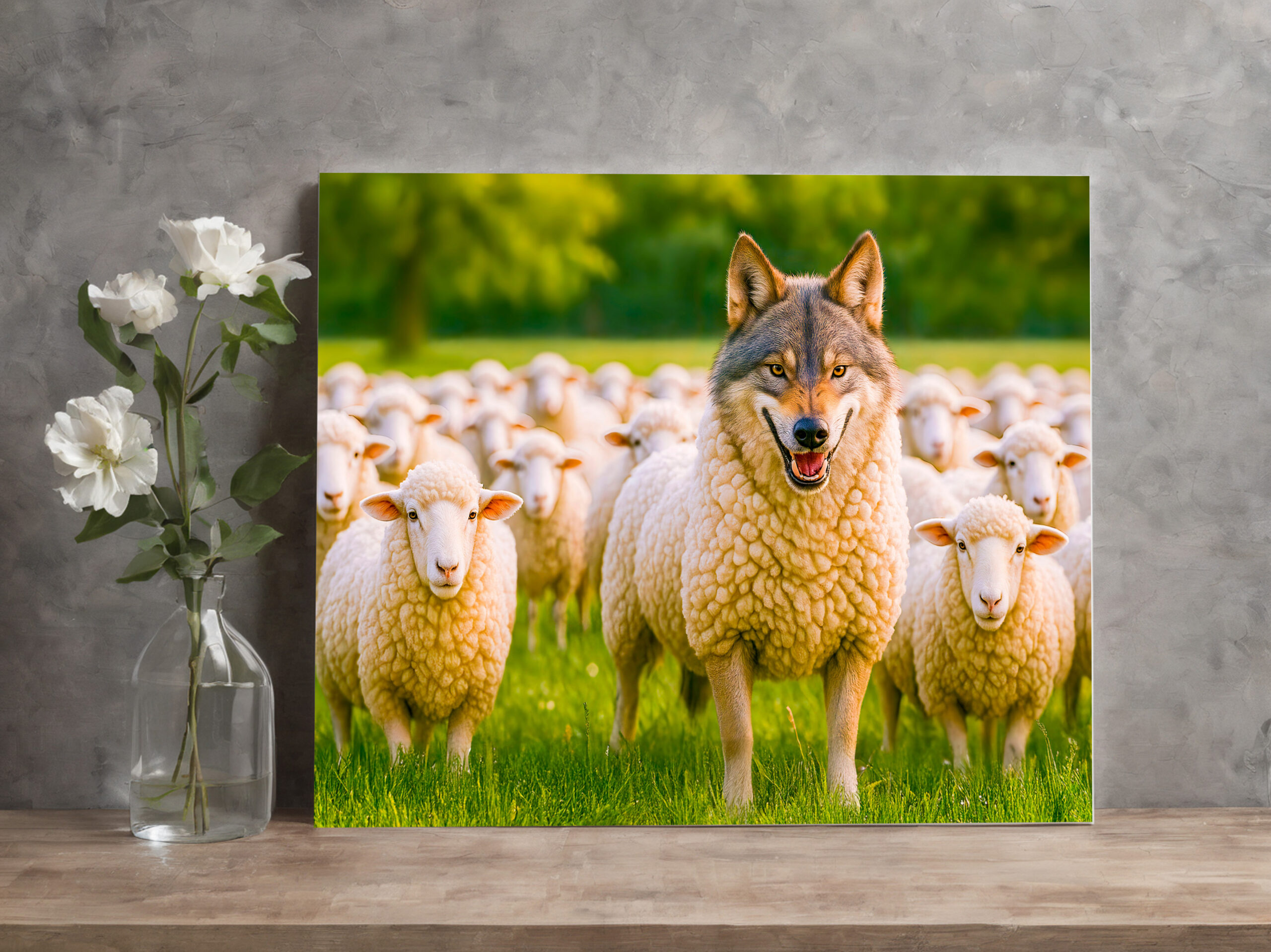 raxxa Canva: Wolf Disguised Among Sheep in Meadow