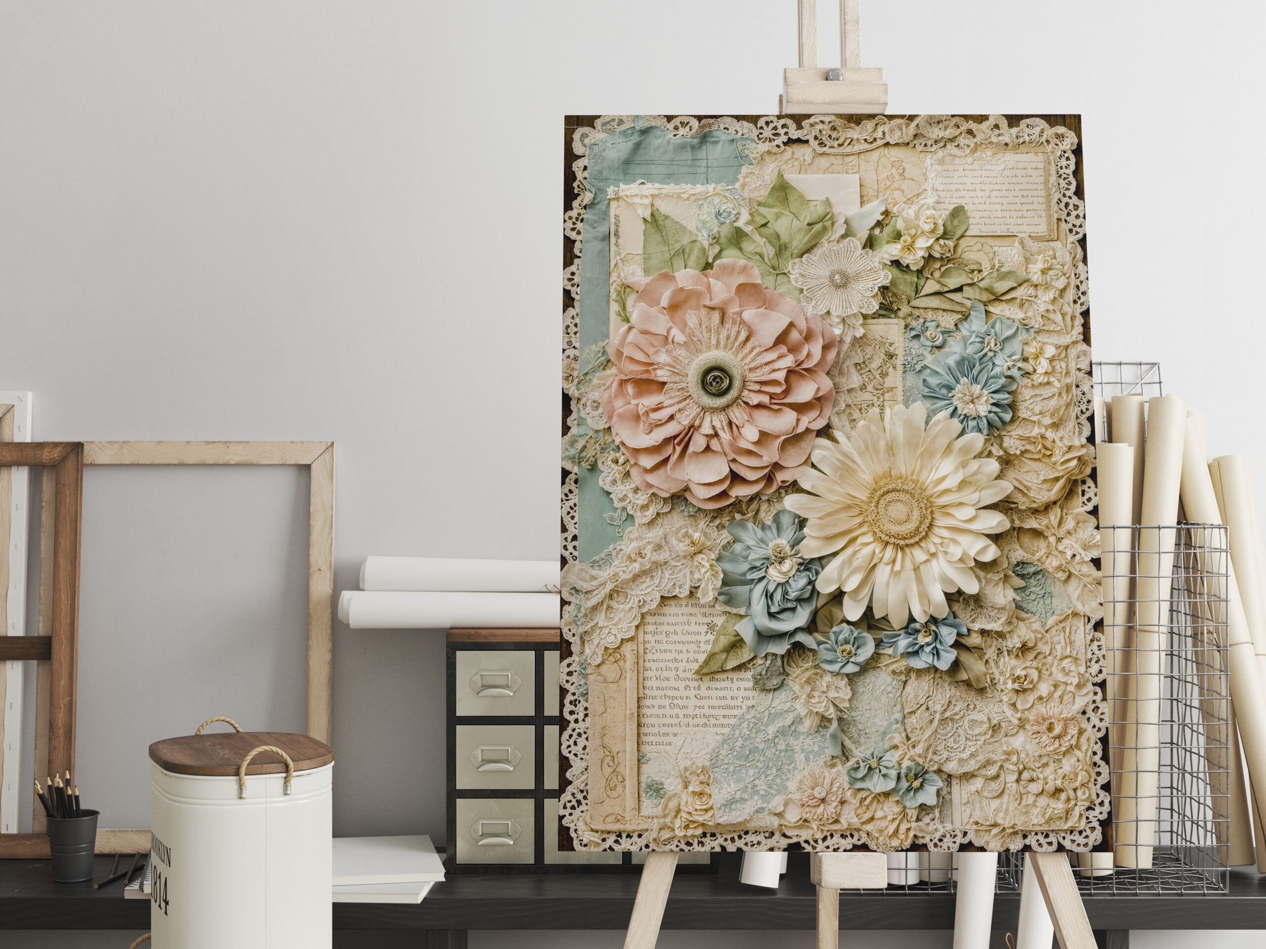 raxxa Canva: Vintage floral collage with layered textures