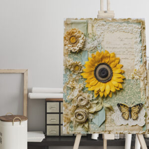 raxxa Canva: Shabby chic Sunflower with Butterfly