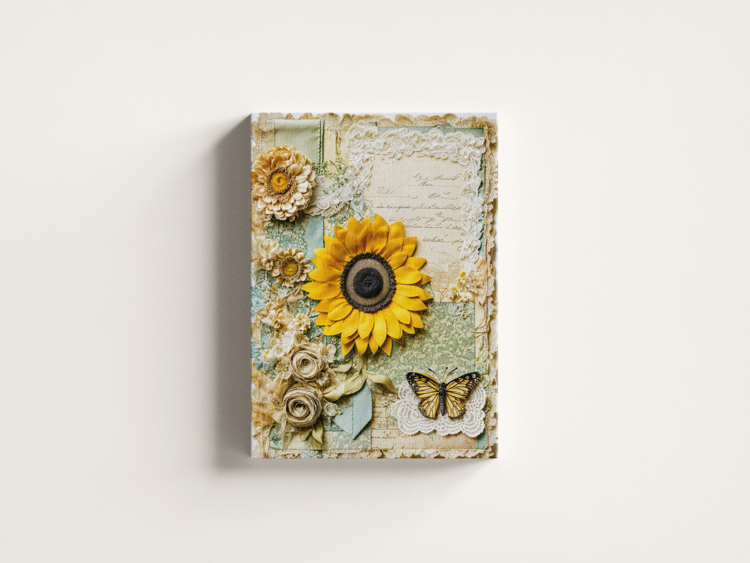 raxxa Canva: Shabby chic Sunflower with Butterfly - immagine 3