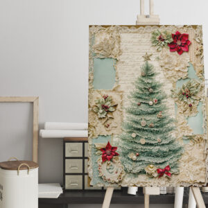 raxxa Canva: Shabby chic Christmas Tree with Decorations