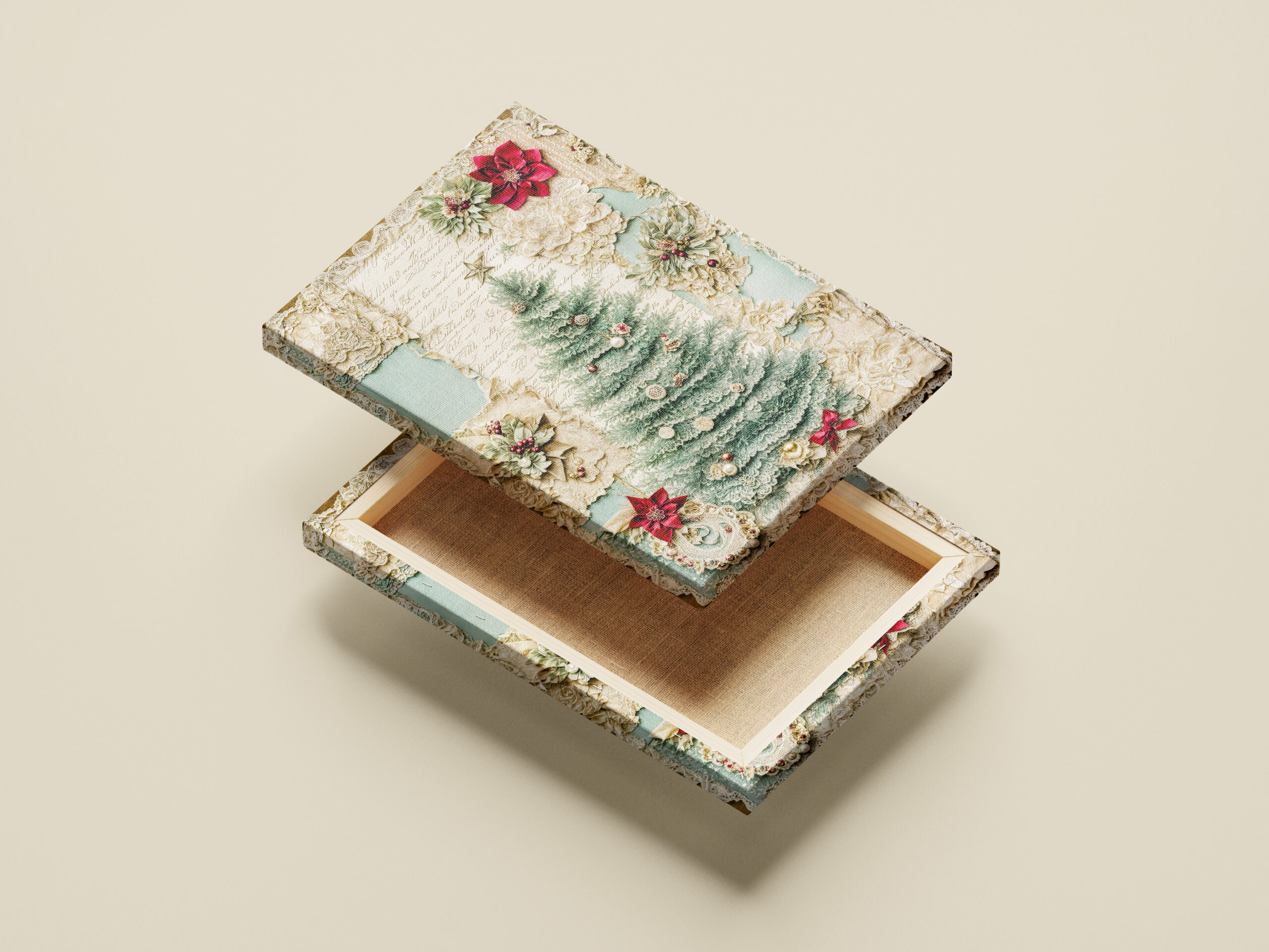 raxxa Canva: Shabby chic Christmas Tree with Decorations - immagine 2
