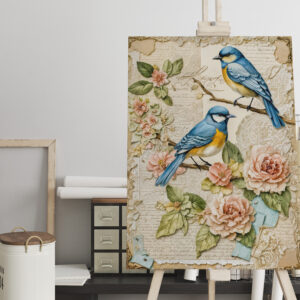 raxxa Canva: Bluebirds with Roses