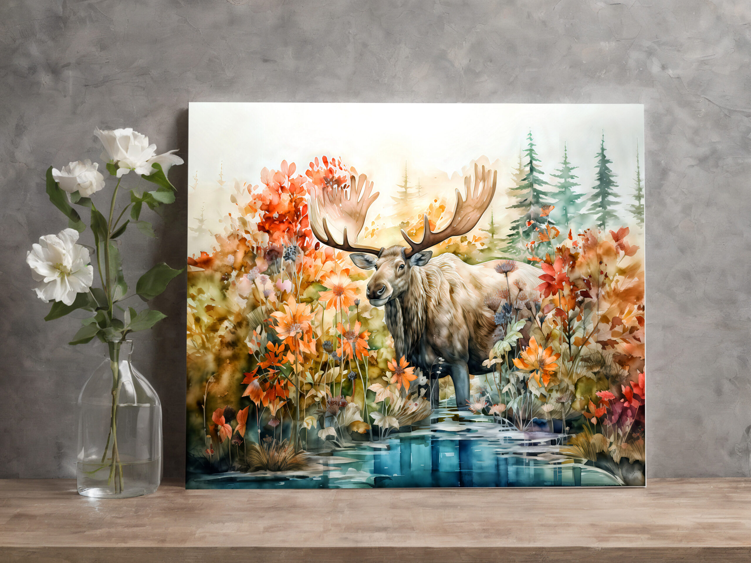raxxa Canva: Moose standing in pond among plants - immagine 2