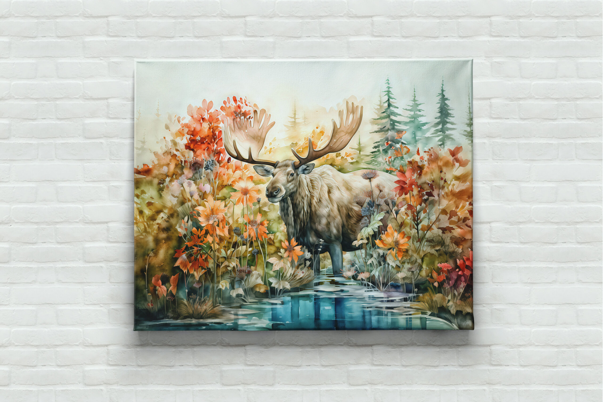 raxxa Canva: Moose standing in pond among plants - immagine 3