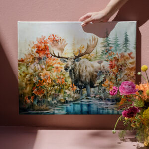 raxxa Canva: Moose standing in pond among plants