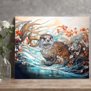 raxxa Canva: Playful otter in pond with reflections