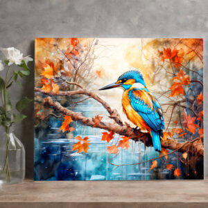 raxxa Canva: Kingfisher above pond in painterly style