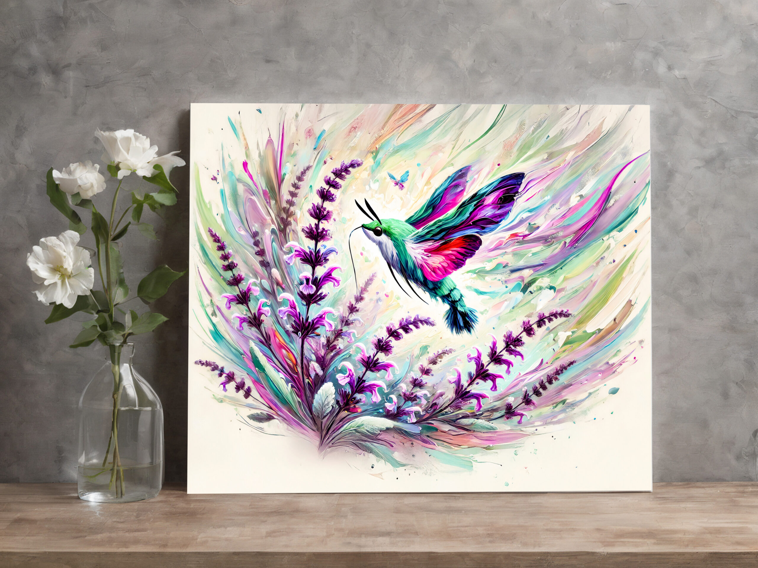 raxxa Canva: Hummingbird Hawk-Moth with Sage in Oil Painting – Bild 2